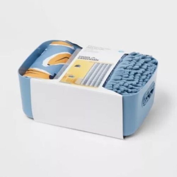 Brand New in Package Room Essentials 15pc Bananas Shower Curtain Set, Blue. - Picture 1 of 8